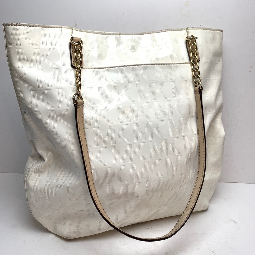 Michael Kors White JET SET Patent Leather Tote Bag